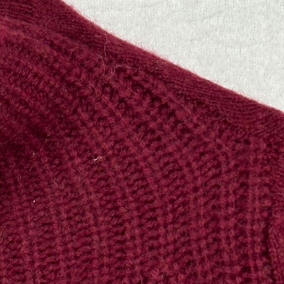 TAHARI Sweater M Pure Luxe Cashmere Mock Neck Ribbed Pullover Jumper Red - Picture 7 of 12